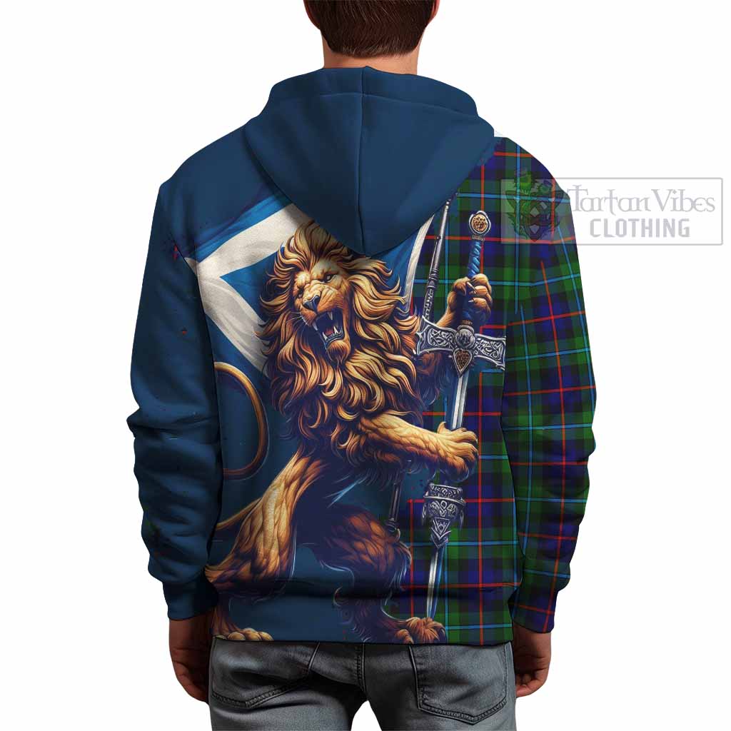 Tartan Vibes Clothing Calder Tartan Family Crest Hoodie with Scottish Majestic Lion