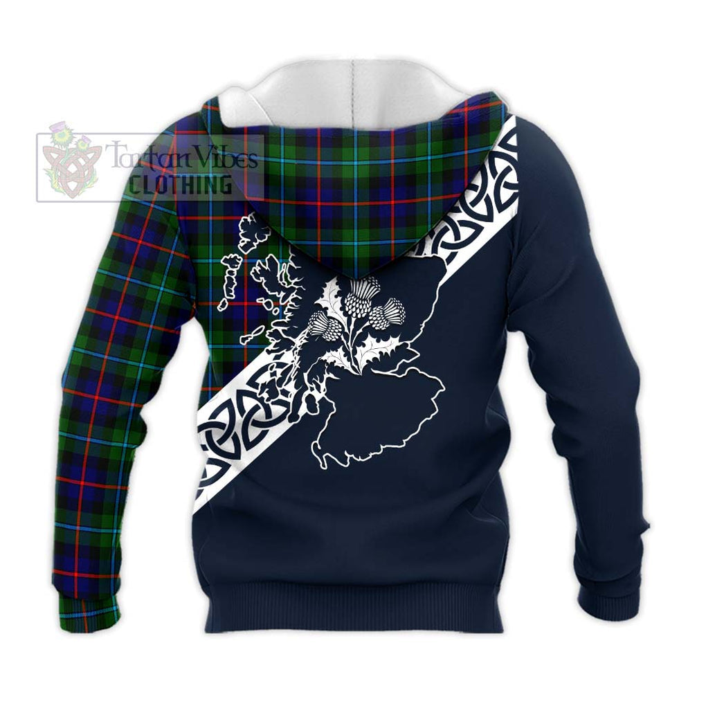 Tartan Vibes Clothing Calder Tartan Knitted Hoodie Featuring Thistle and Scotland Map