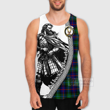 Calder Tartan Clan Crest Men's Tank Top with Highlander Warrior Celtic Style