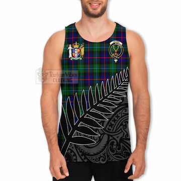 Calder Crest Tartan Men's Tank Top with New Zealand Silver Fern Half Style