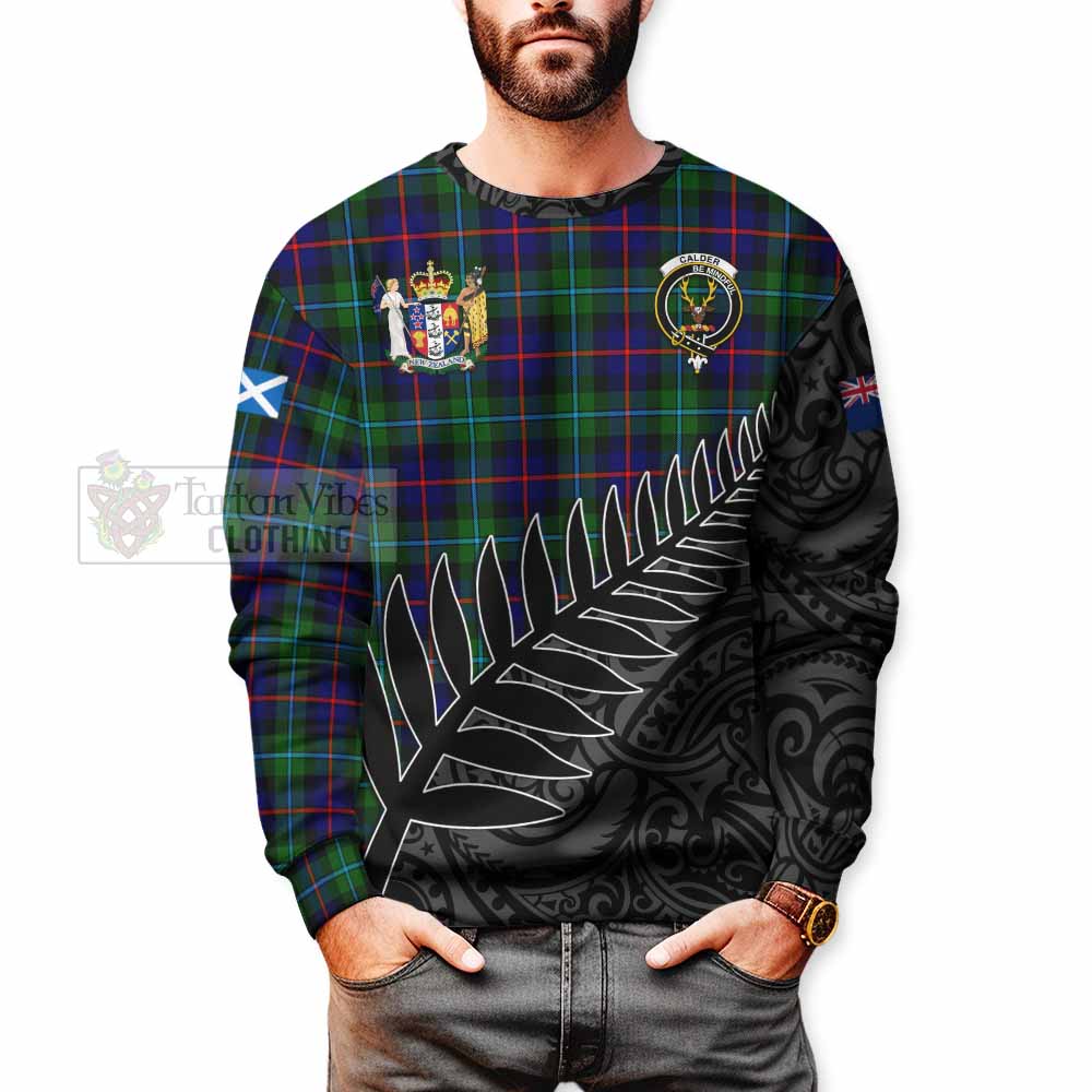 Tartan Vibes Clothing Calder Crest Tartan Sweatshirt with New Zealand Silver Fern Half Style