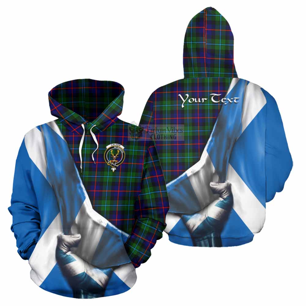 Tartan Vibes Clothing Calder Tartan Hoodie with Family Crest Scotland Patriotic Style