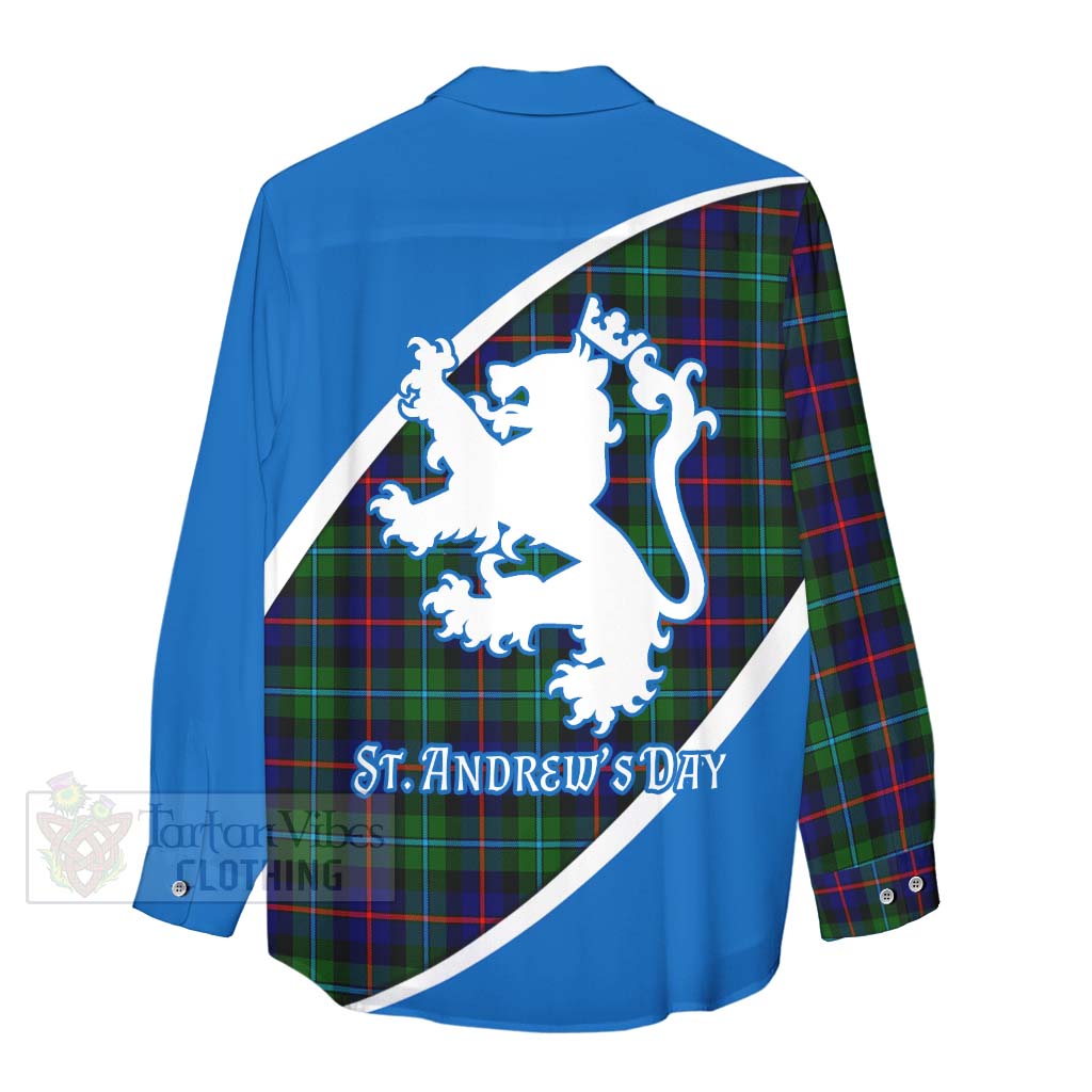 Tartan Vibes Clothing Calder Family Crest Tartan Women's Casual Shirt Celebrate Saint Andrew's Day in Style