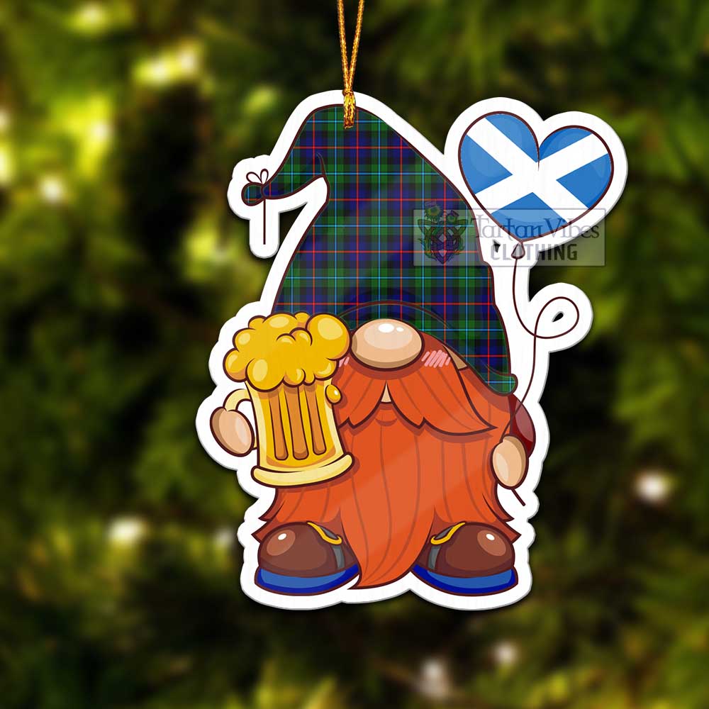 Tartan Vibes Clothing Calder Tartan Gnome Holding Beer Glass Christmas Ornament with Personalized National Flag