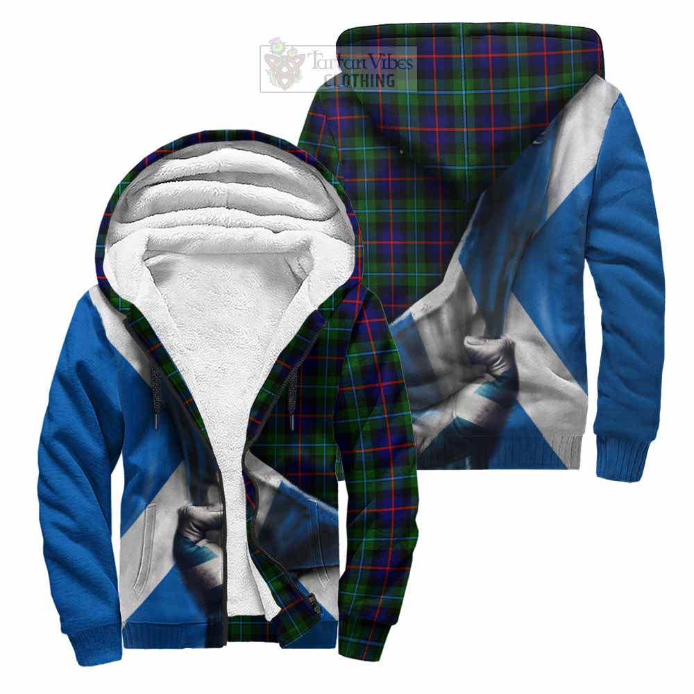 Tartan Vibes Clothing Calder Tartan Sherpa Hoodie with Family Crest Scotland Patriotic Style