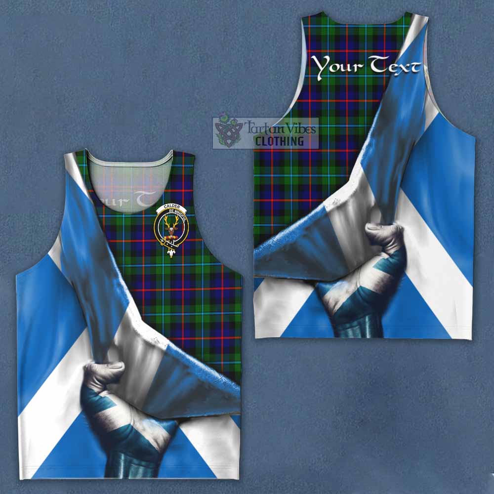 Tartan Vibes Clothing Calder Tartan Men's Tank Top with Family Crest Scotland Patriotic Style