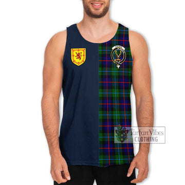 Calder Tartan Men's Tank Top Alba with Scottish Lion Royal Arm Half Style