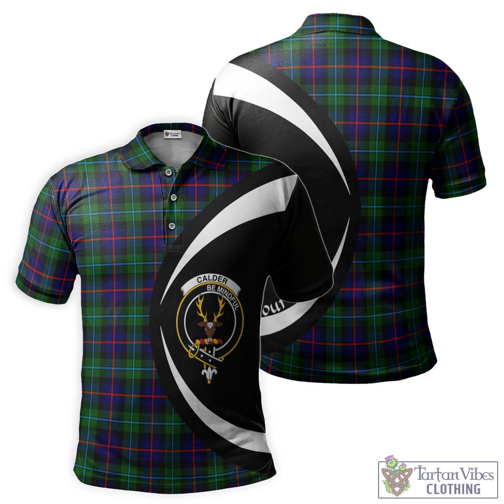 Tartan Vibes Clothing Calder Modern Tartan Men's Polo Shirt with Family Crest Circle Style
