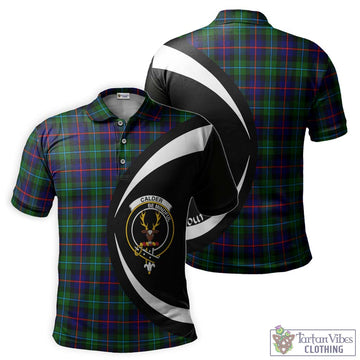 Calder Tartan Men's Polo Shirt with Family Crest Circle Style