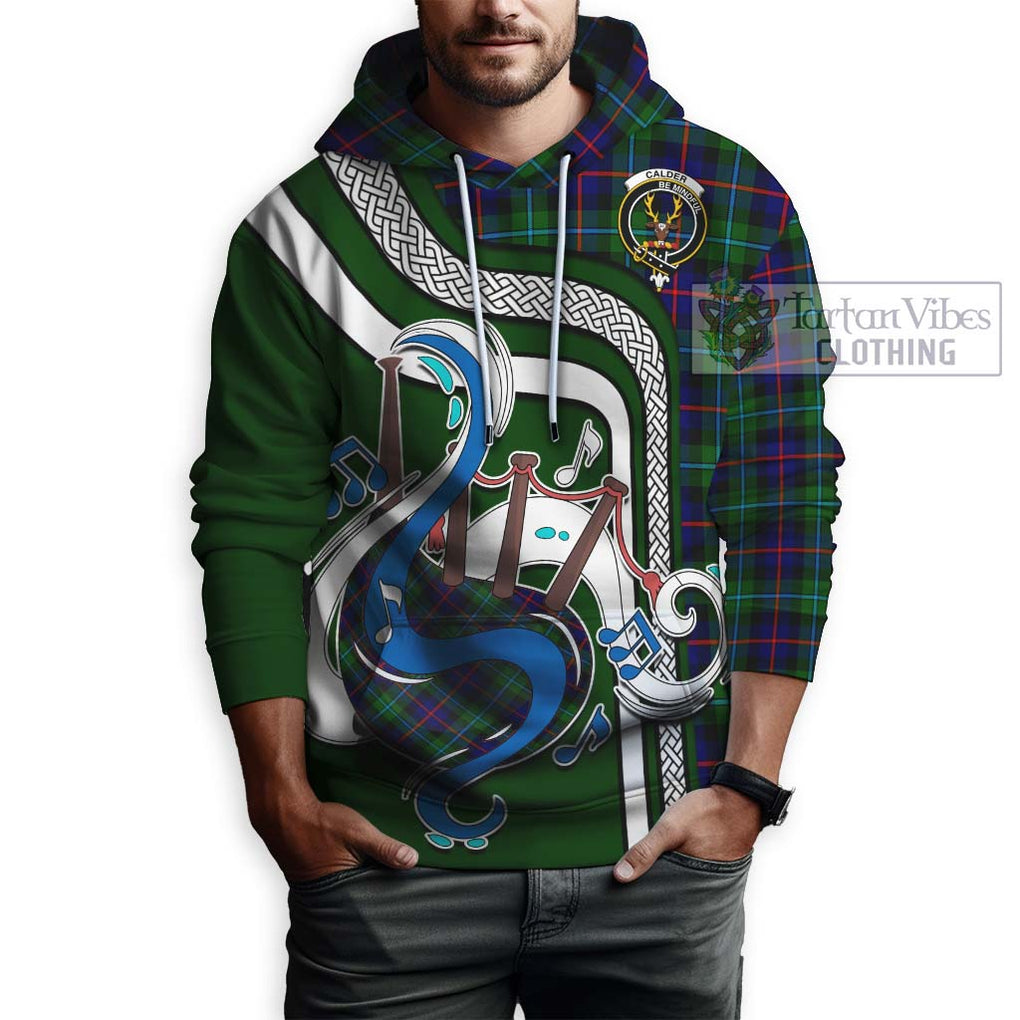 Calder Tartan Hoodie with Epic Bagpipe Style Zip Hoodie - Tartanvibesclothing Shop