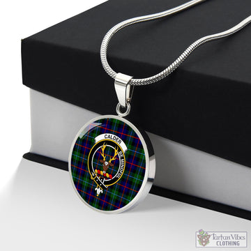 Calder Tartan Circle Necklace with Family Crest