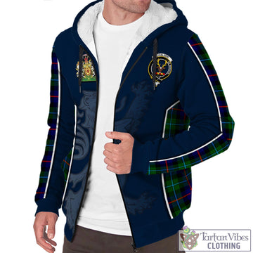 Calder Tartan Sherpa Hoodie with Family Crest and Lion Rampant Vibes Sport Style