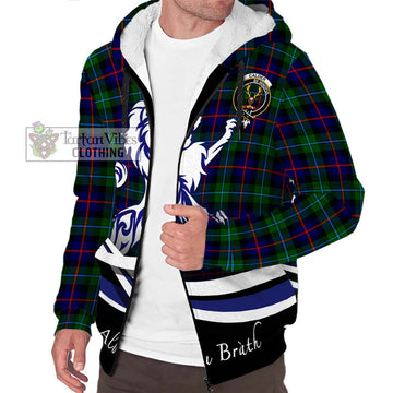 Calder Tartan Sherpa Hoodie with Alba Gu Brath Regal Lion Emblem