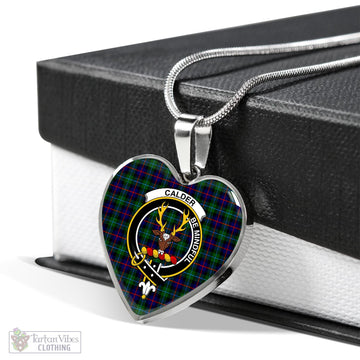 Calder Tartan Heart Necklace with Family Crest Luxury Necklace (Silver) No - Tartan Vibes Clothing