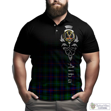 Calder Tartan Polo Shirt Featuring Alba Gu Brath Family Crest Celtic Inspired