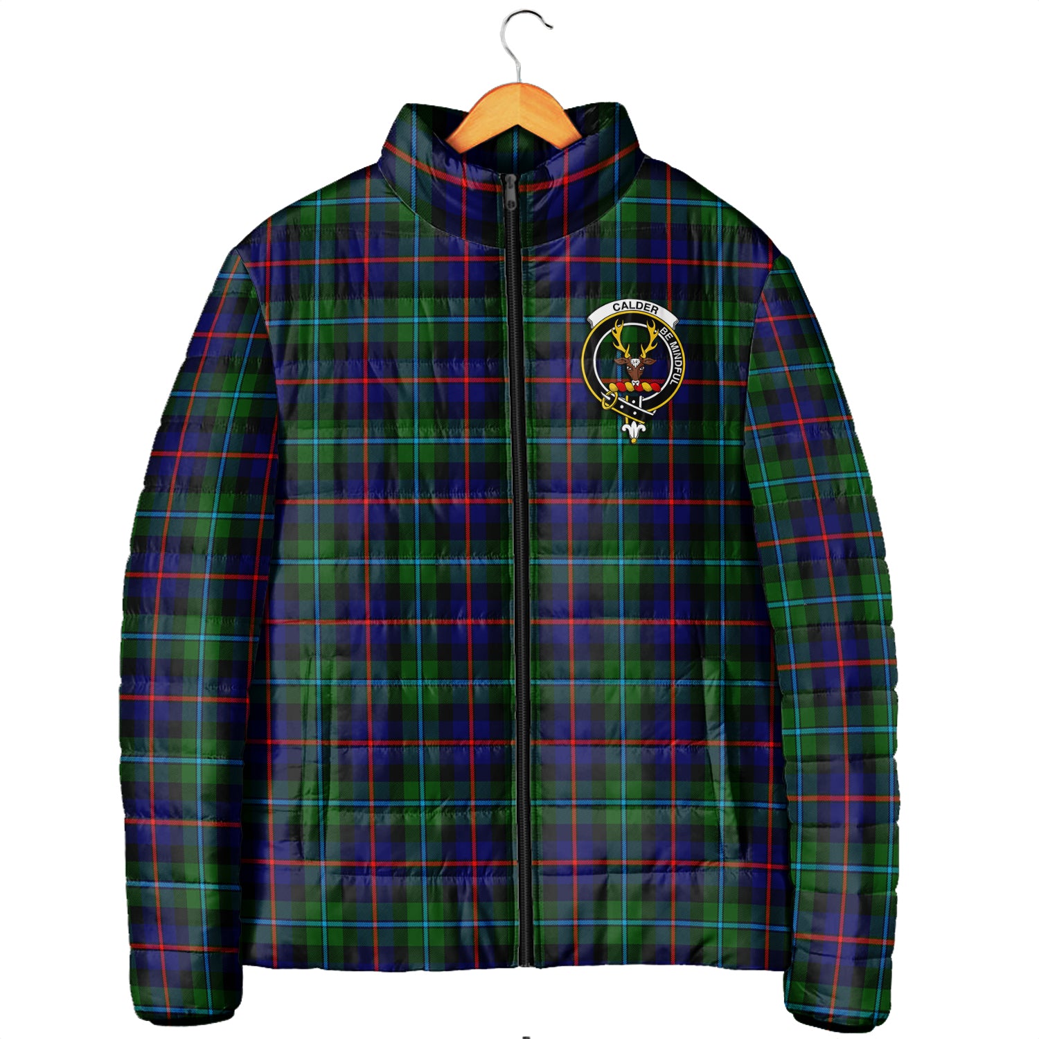 Calder Tartan Padded Jacket with Family Crest Men's Padded Jacket - Tartan Vibes Clothing