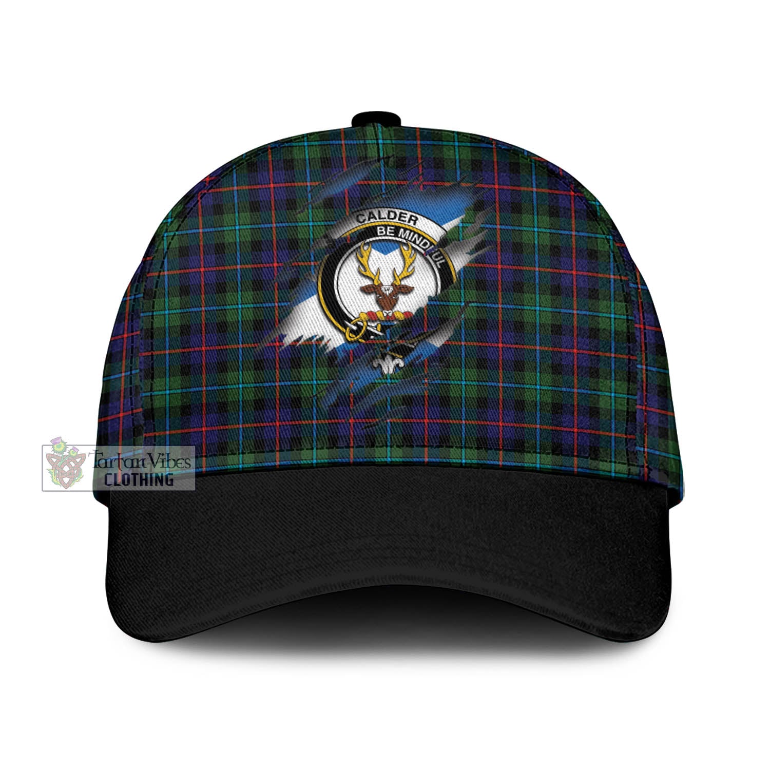 Tartan Vibes Clothing Calder Modern Tartan Classic Cap with Family Crest In Me Style