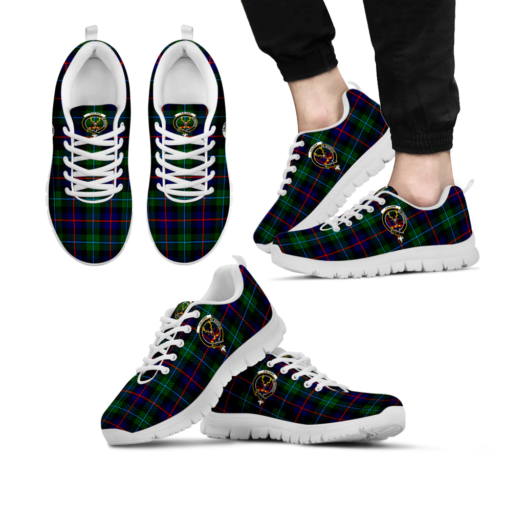 Calder Tartan Sneakers with Family Crest Kid's Sneakers - Tartan Vibes Clothing