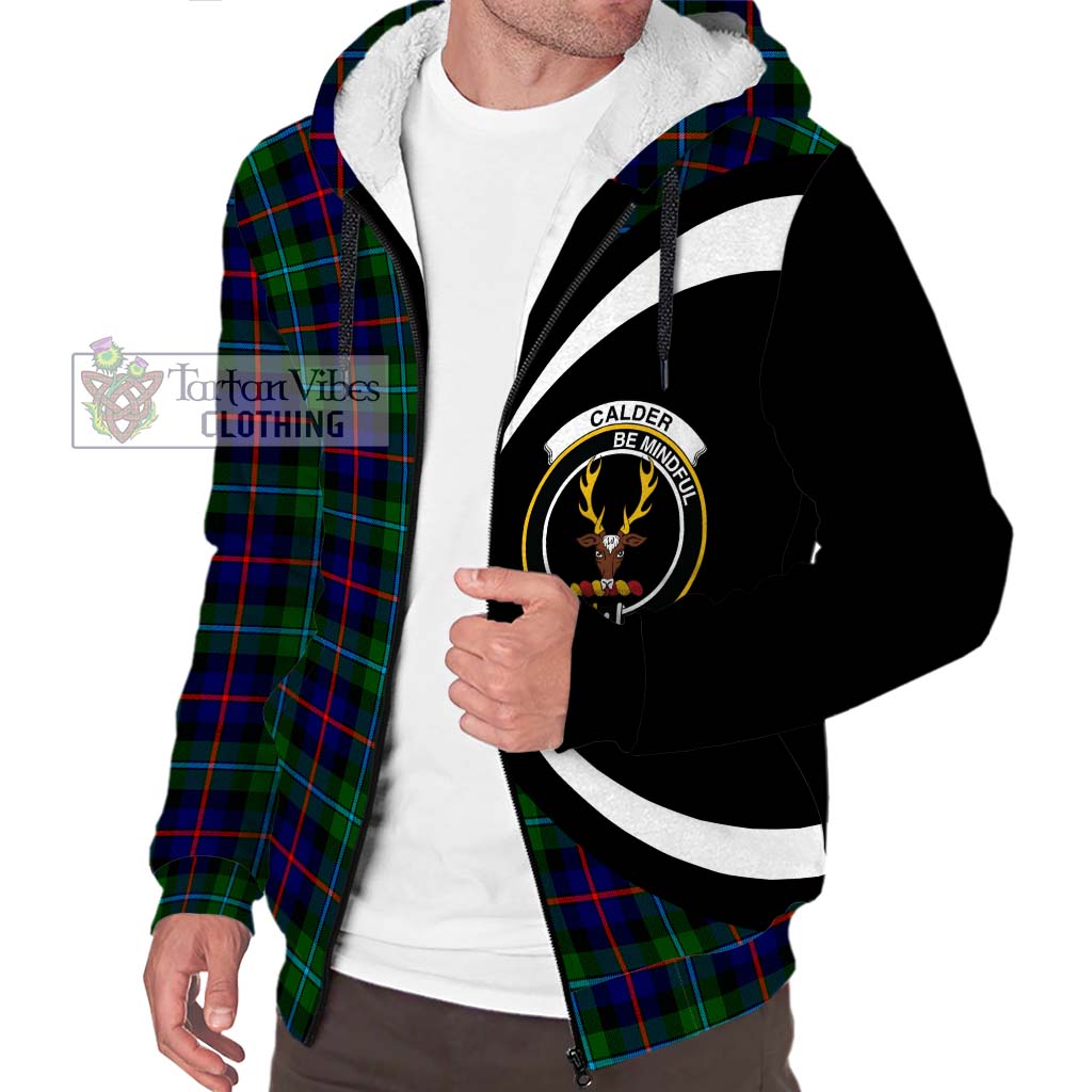 Calder Tartan Sherpa Hoodie with Family Crest Circle Style Unisex S - Tartan Vibes Clothing