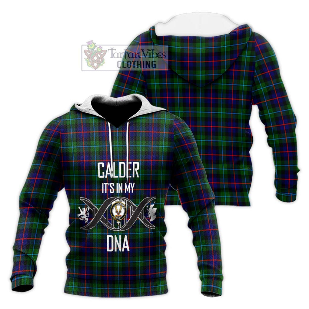 Calder Tartan Knitted Hoodie with Family Crest DNA In Me Style Unisex Knitted Pullover Hoodie - Tartanvibesclothing Shop