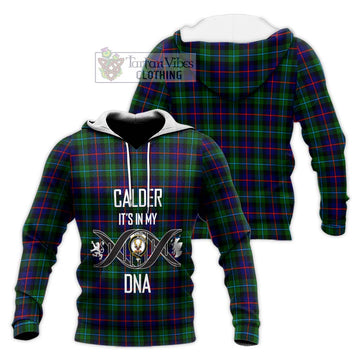 Calder Tartan Knitted Hoodie with Family Crest DNA In Me Style