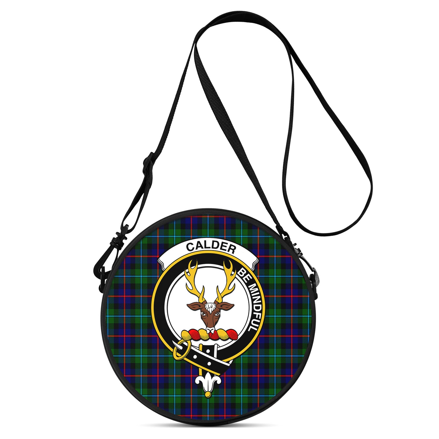 Calder Modern Tartan Round Satchel Bags with Family Crest One Size 9*9*2.7 inch