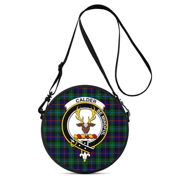 Calder Tartan Round Satchel Bags with Family Crest