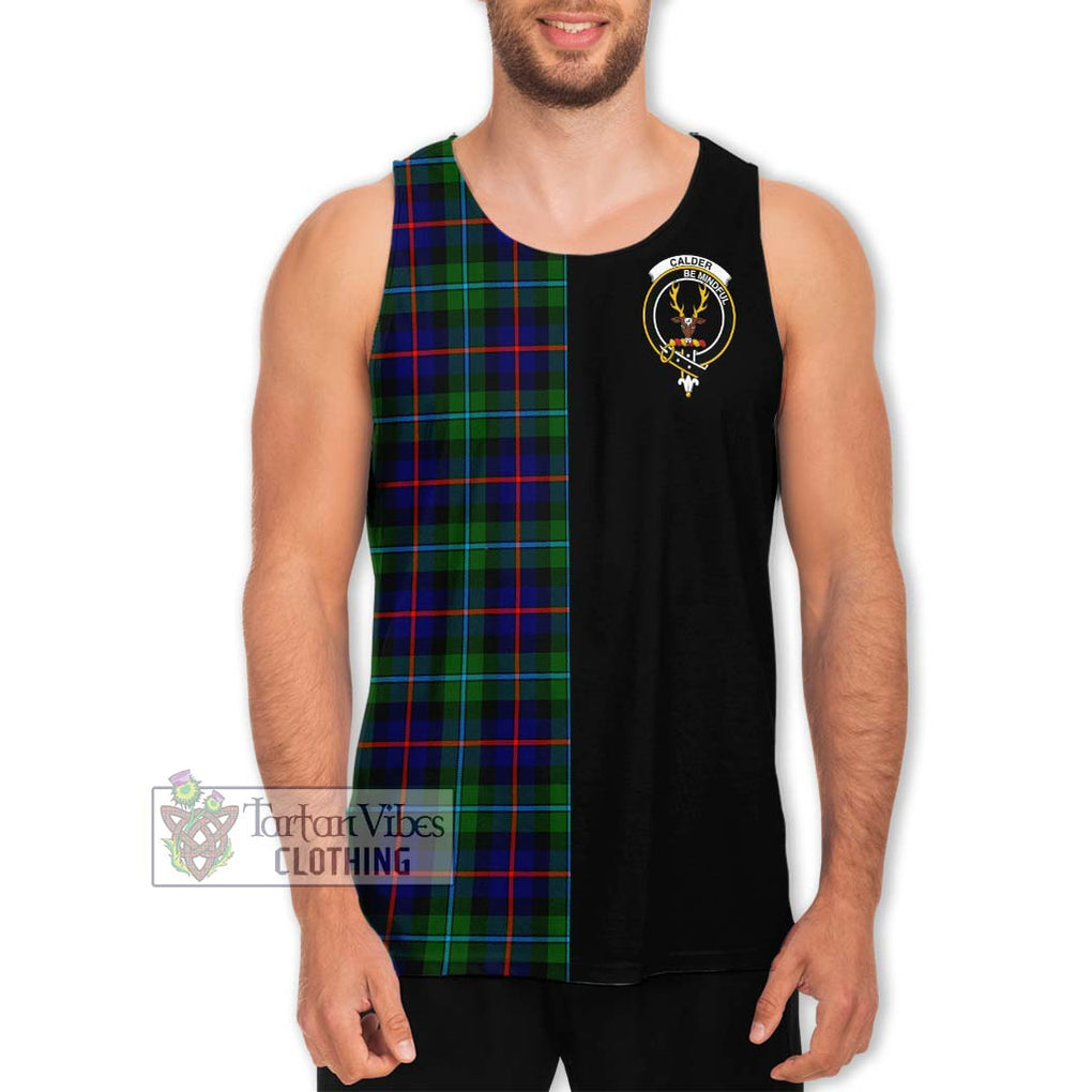 Calder Tartan Men's Tank Top with Family Crest and Half Of Me Style Men - Tartanvibesclothing Shop