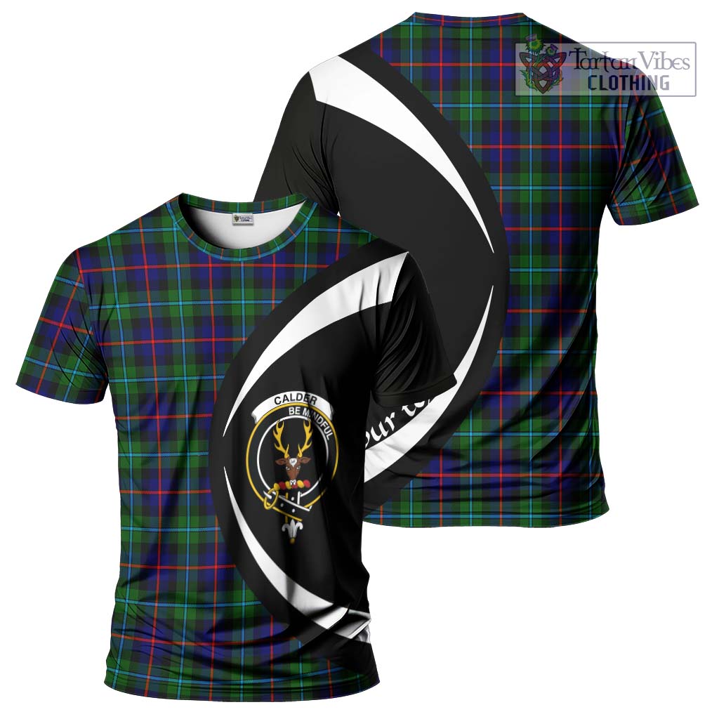 Tartan Vibes Clothing Calder Modern Tartan T-Shirt with Family Crest Circle Style