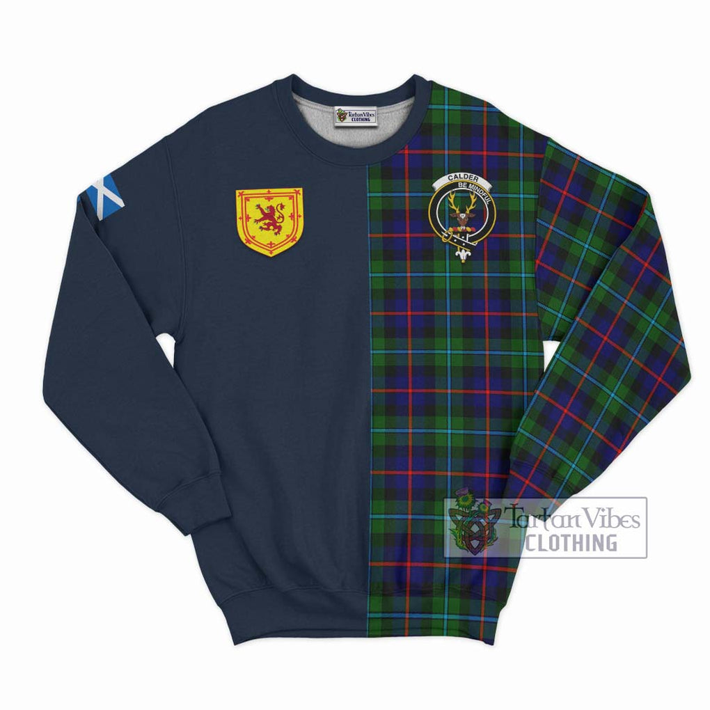 Tartan Vibes Clothing Calder Modern Tartan Sweatshirt with Scottish Lion Royal Arm Half Style