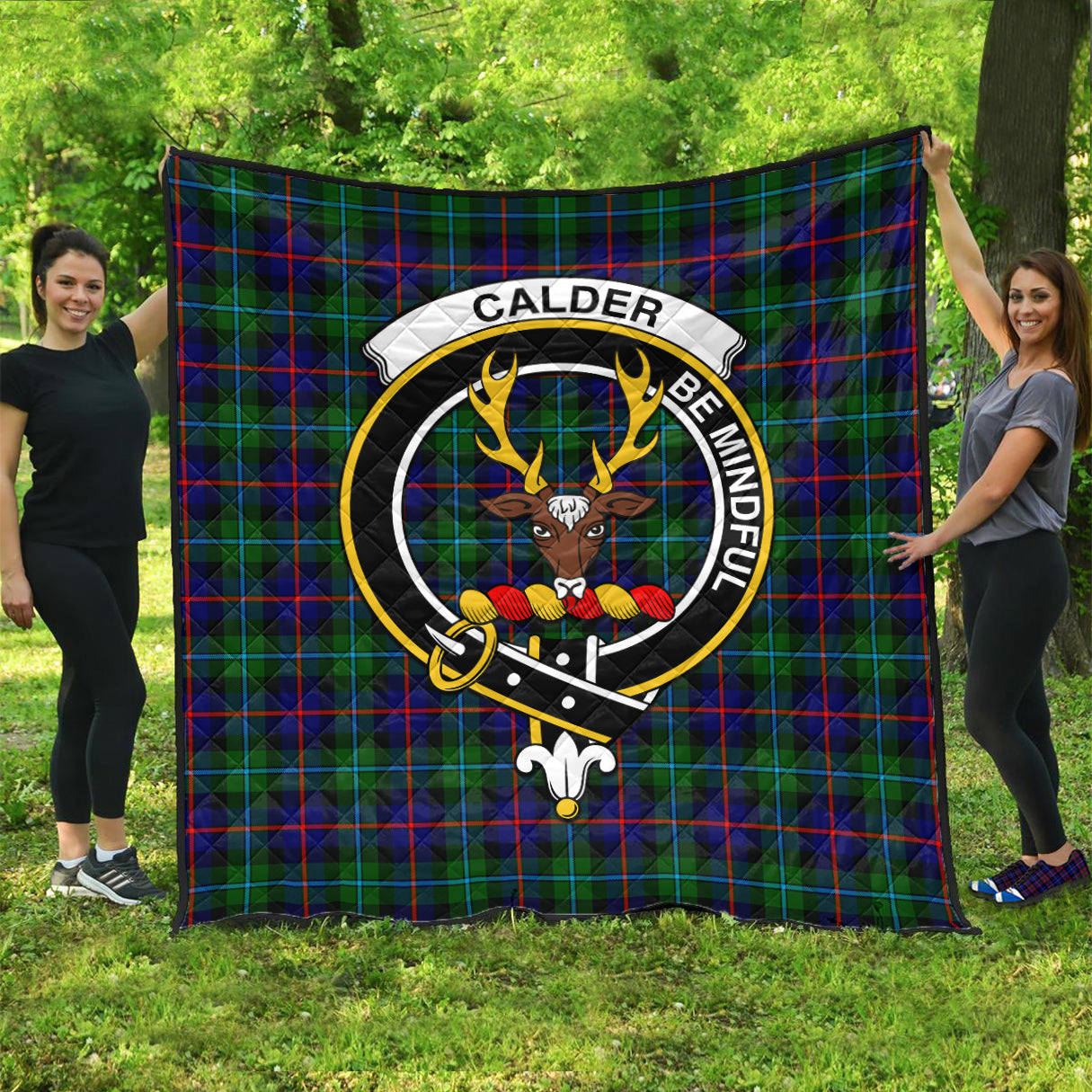 Calder Modern Tartan Quilt with Family Crest