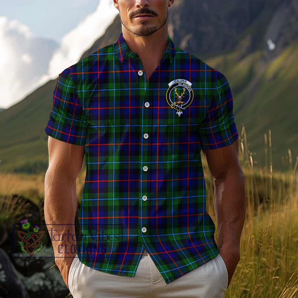 Calder Tartan Cotton Hawaiian Shirt with Family Crest Adult - Tartan Vibes Clothing