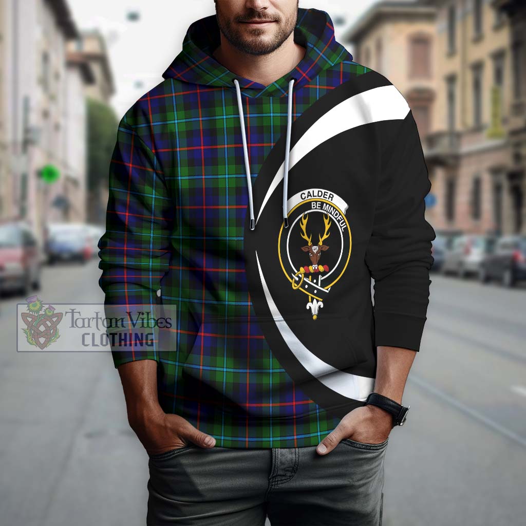 Tartan Vibes Clothing Calder Modern Tartan Hoodie with Family Crest Circle Style