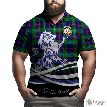 Calder Tartan Polo Shirt with Alba Gu Brath Regal Lion Emblem