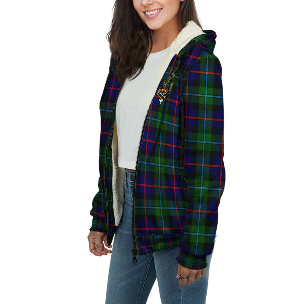 Calder Modern Tartan Sherpa Hoodie with Family Crest Unisex