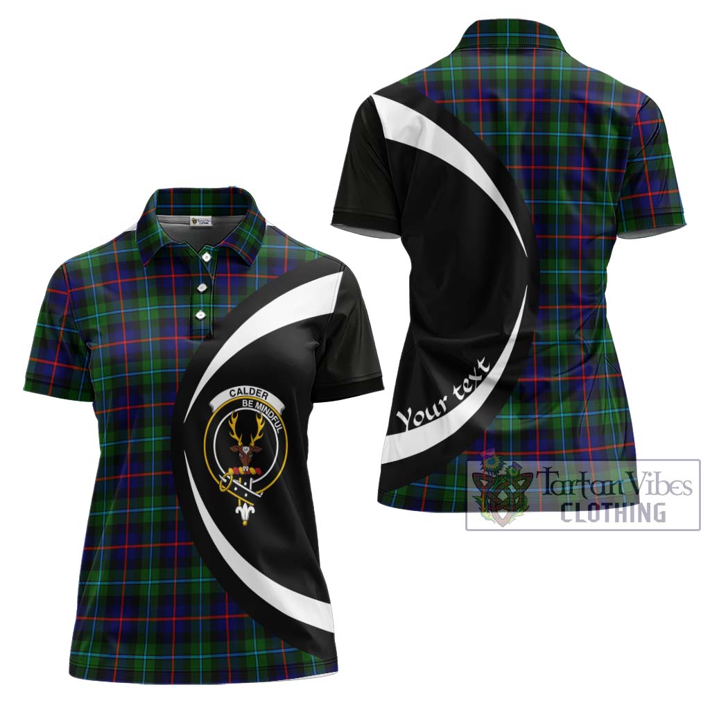 Tartan Vibes Clothing Calder Modern Tartan Women's Polo Shirt with Family Crest Circle Style