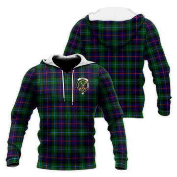 Calder Tartan Knitted Hoodie with Family Crest