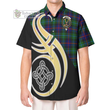 Calder Tartan Hawaiian Shirt with Family Crest and Celtic Symbol Style Kid - Tartan Vibes Clothing