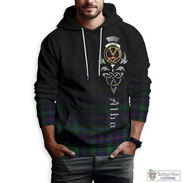 Calder Tartan Hoodie Featuring Alba Gu Brath Family Crest Celtic Inspired