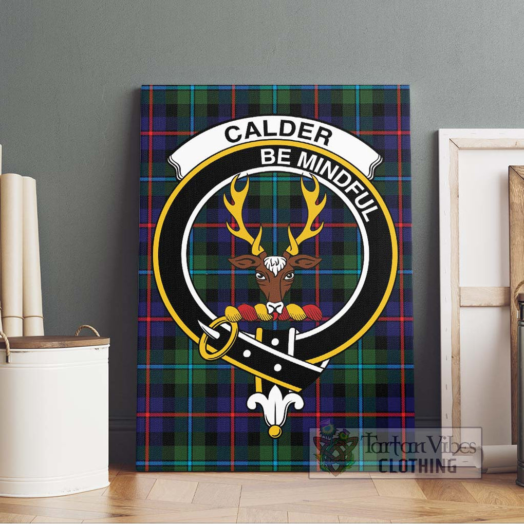 Calder Tartan Canvas Print Wall Art with Family Crest Without Frame - Tartan Vibes Clothing