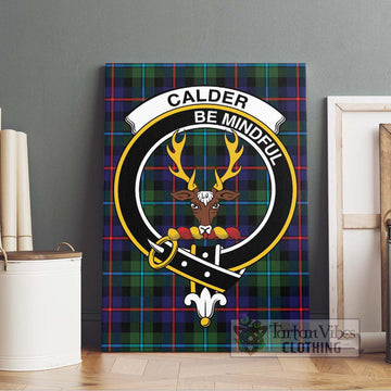 Calder Tartan Canvas Print Wall Art with Family Crest