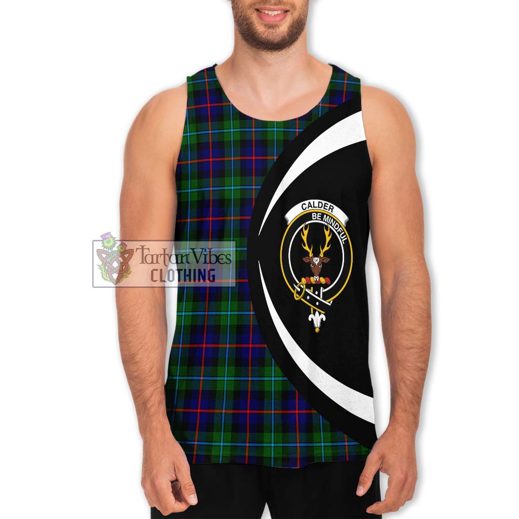 Calder Tartan Men's Tank Top with Family Crest Circle Style Men - Tartan Vibes Clothing