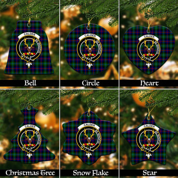 Calder Tartan Christmas Ceramic Ornaments with Family Crest