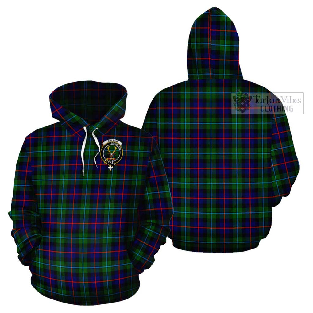 Calder Tartan Cotton Hoodie with Family Crest Pullover Hoodie - Tartan Vibes Clothing