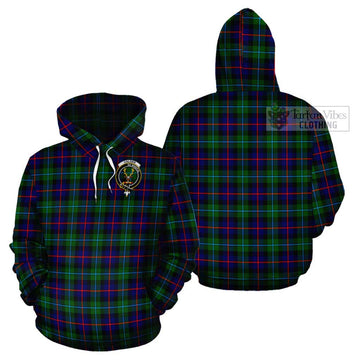 Calder Tartan Cotton Hoodie with Family Crest