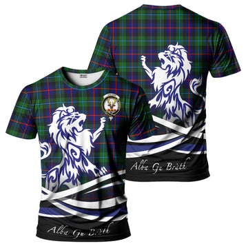 Calder Tartan T-Shirt with Alba Gu Brath Regal Lion Emblem