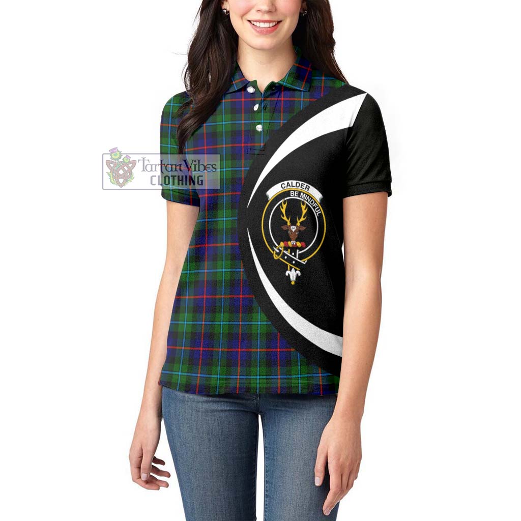 Tartan Vibes Clothing Calder Modern Tartan Women's Polo Shirt with Family Crest Circle Style
