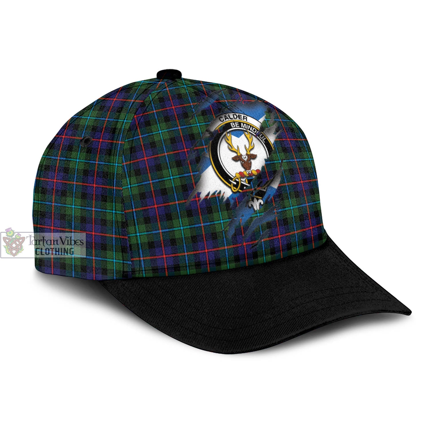 Tartan Vibes Clothing Calder Modern Tartan Classic Cap with Family Crest In Me Style