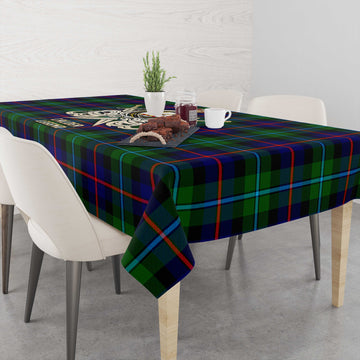 Calder Tartan Tablecloth with Clan Crest and the Golden Sword of Courageous Legacy