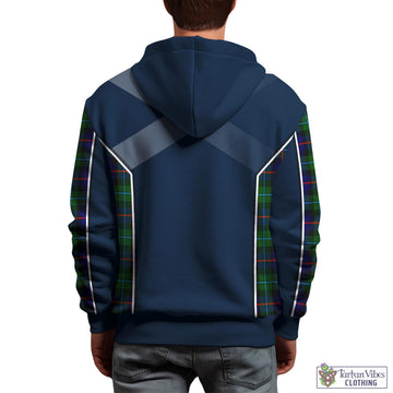 Calder Tartan Hoodie with Family Crest and Scottish Thistle Vibes Sport Style